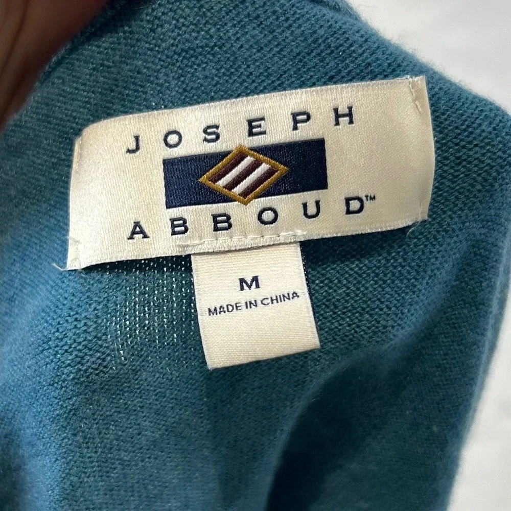 Joseph Abboud Cashmere Blend Crewneck Sweater Medium M Teal Blue Quiet Luxury